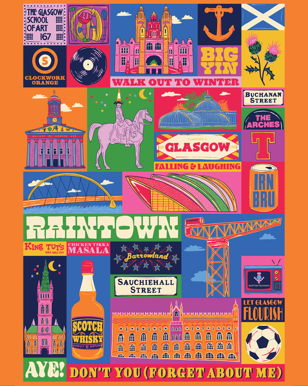 Glasgow Poster - Glasgow Scotland Art Print - Graduation - Housewarming Gift