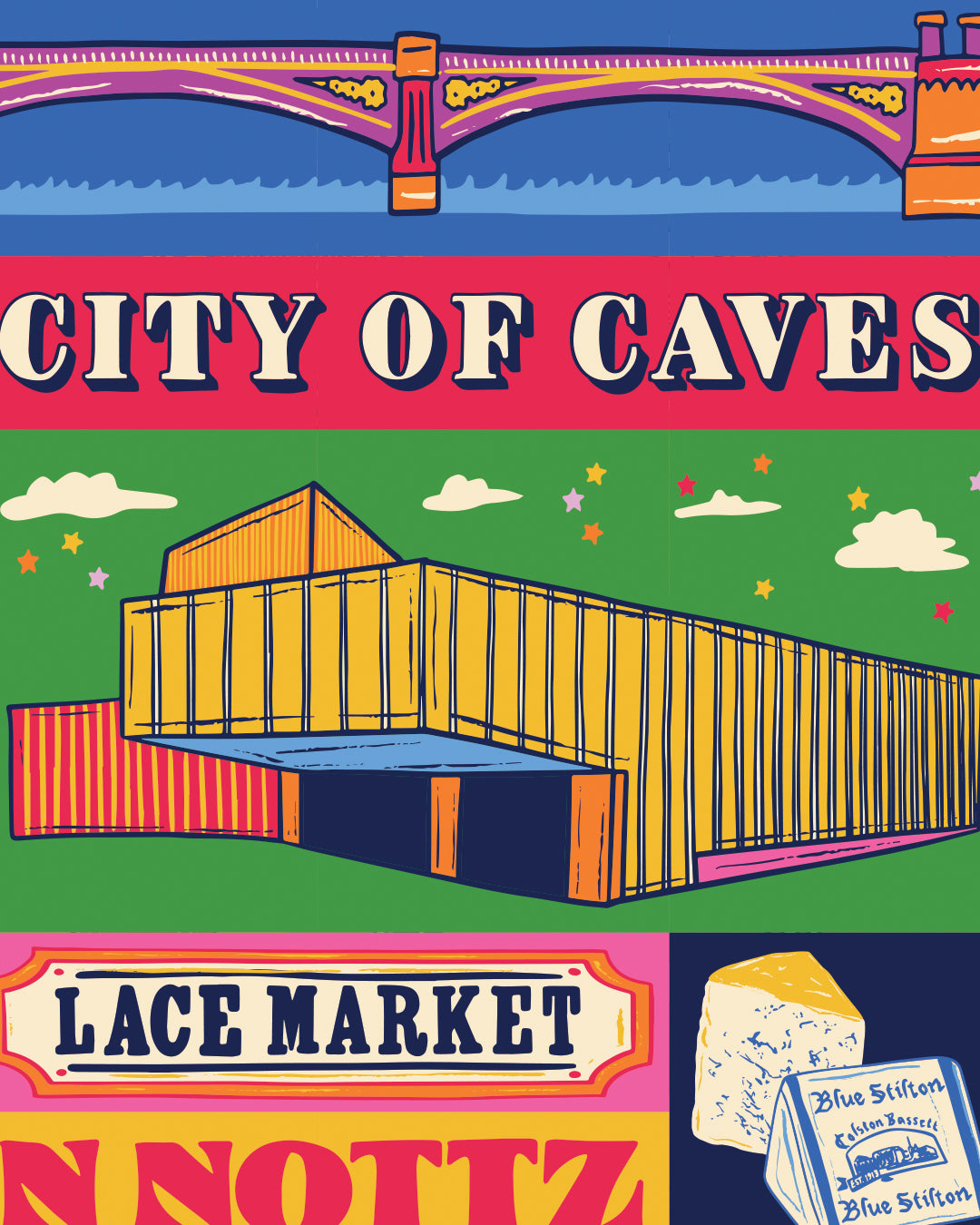 Nottingham Poster - Nottingham England Art Print - Graduation - Housewarming Gift