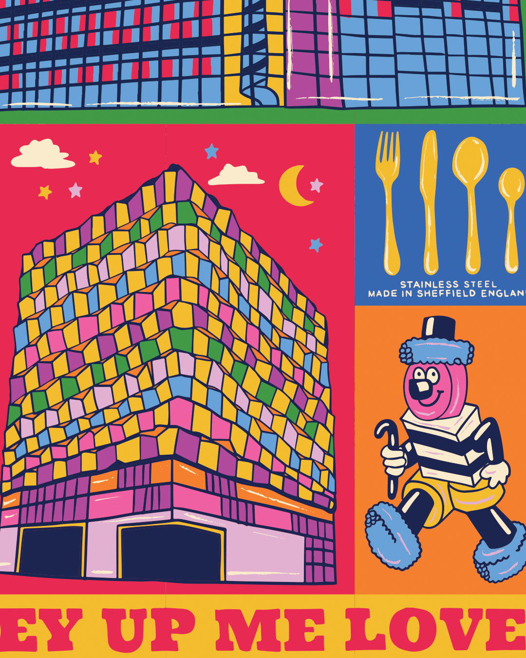 Sheffield Poster - Sheffield South Yorkshire England Art Print - Graduation - Housewarming Gift