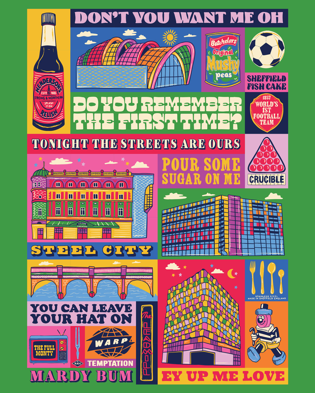 Sheffield Poster - Sheffield South Yorkshire England Art Print - Graduation - Housewarming Gift
