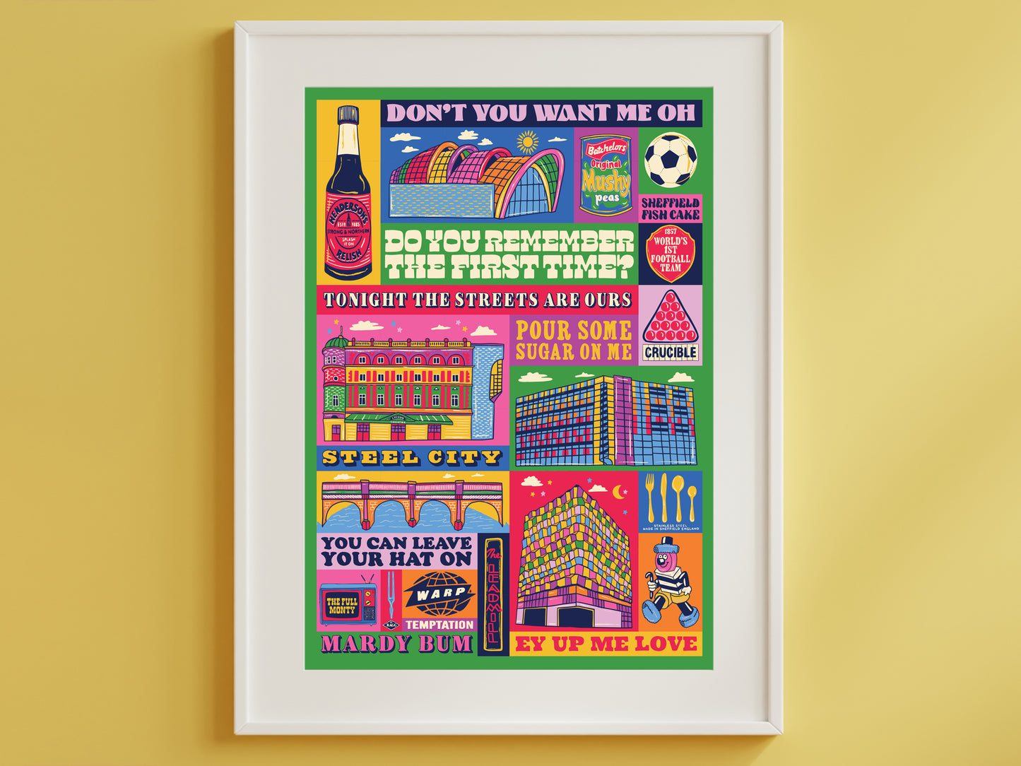Sheffield Poster - Sheffield South Yorkshire England Art Print - Graduation - Housewarming Gift