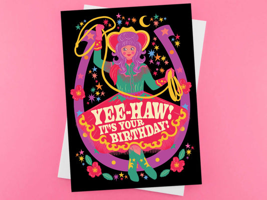 Cowgirl Yee-haw Birthday Greeting Card