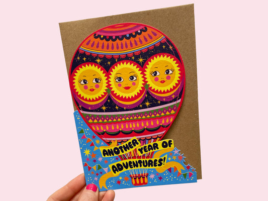 Another Year Of Adventures Cut Out Birthday Greeting Card