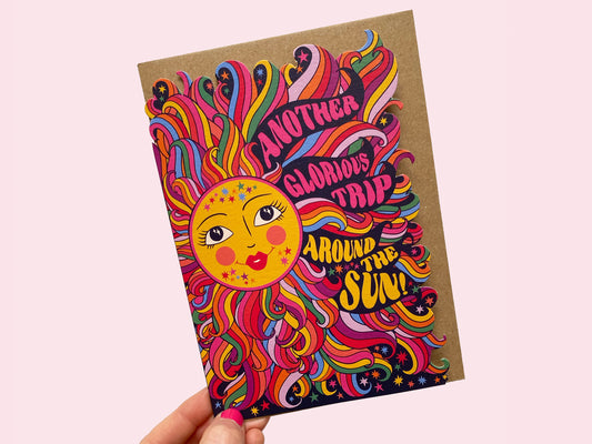Another Glorious Trip Around the Sun Die-Cut Birthday Greeting Card