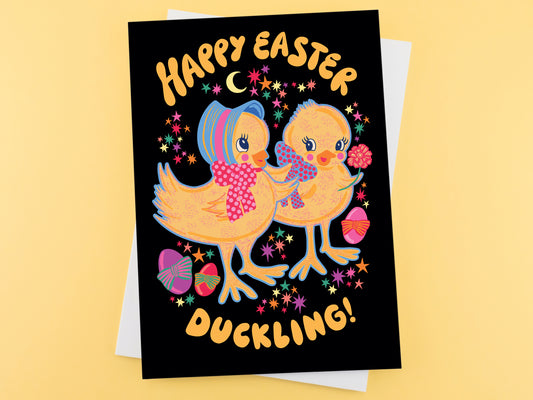Easter Ducklings Greeting Card - Happy Easter Chicks Card