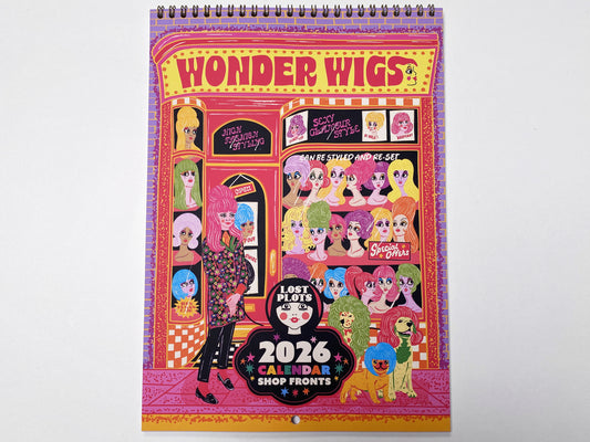 2026 Illustrated Wall Calendar - Retro Shopfronts 2026 Year Planner - 12 Month Hanging Calendar