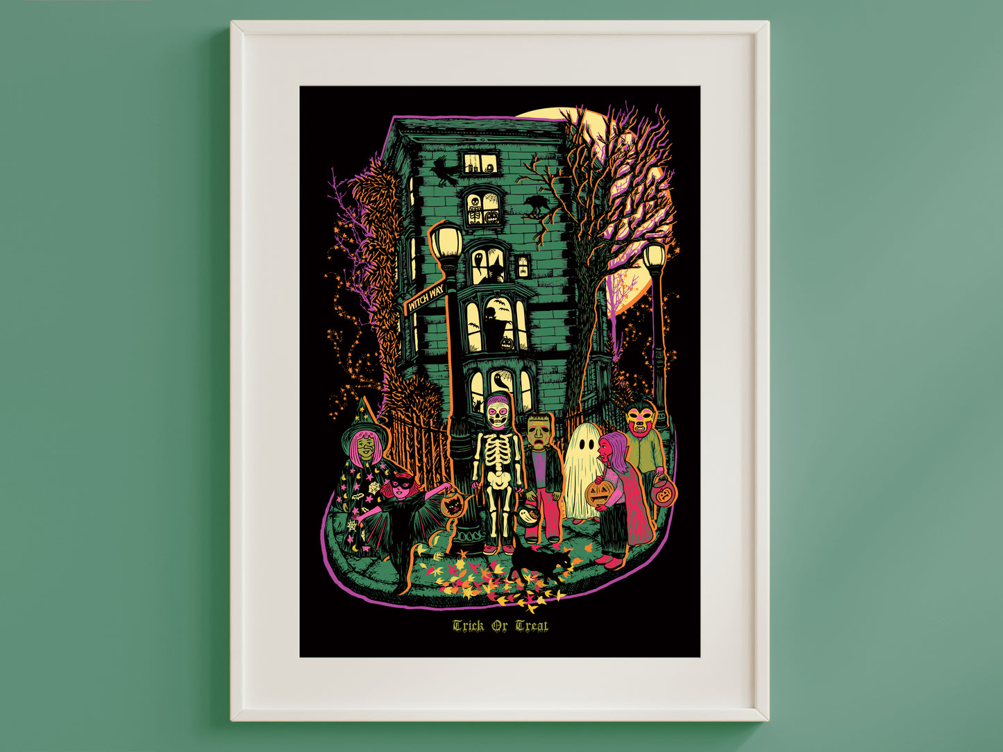 Trick Or Treat Print - Haunted House Poster