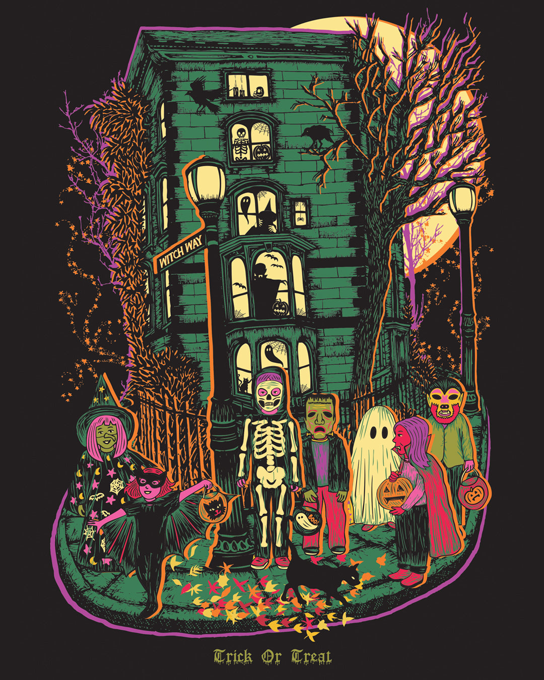 Trick Or Treat Print - Haunted House Poster