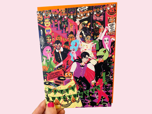 Happy Halloween Greeting Card - Halloween House Party Greeting Card - Costume Party - Fancy Dress