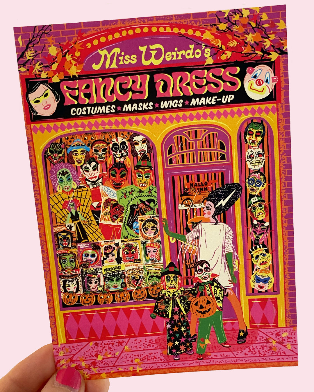 Spooktacular Halloween Postcard - Halloween Costume Shop Postcard - Retro Costume Party - Fancy Dress