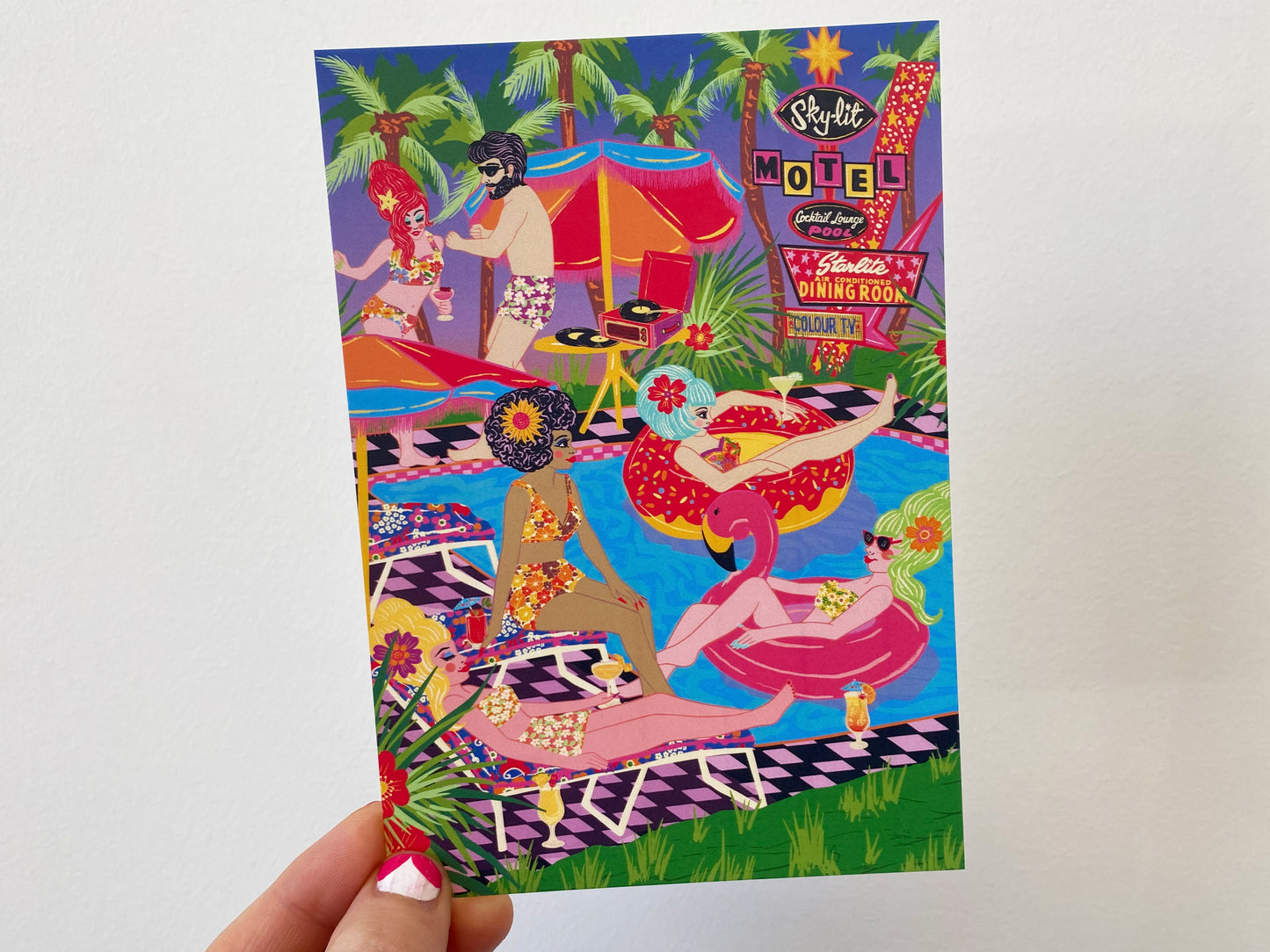 Motel Pool Party Postcard