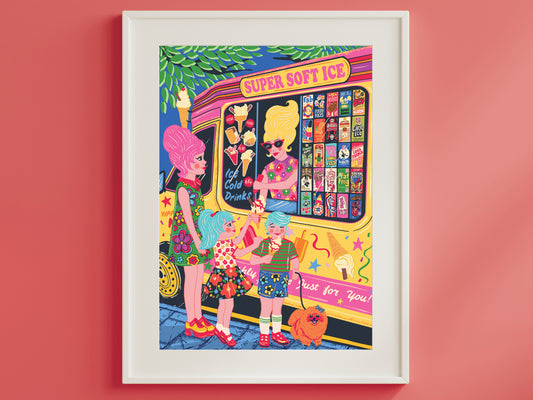 Ice Cream Van Poster - Retro Ice Lolly Poster