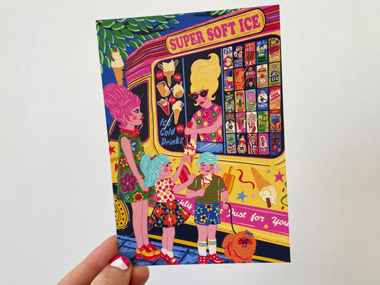 Ice Cream Van Postcard - Retro Ice Lolly Postcard