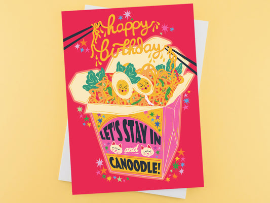 Let's Stay In and Canoodle Happy Birthday Card