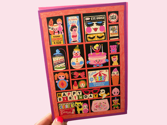 Trinkets Letter Press Print Tray Birthday Greeting Card - Tchotchkes Birthday Card - Knick Knacks - Birthday Card