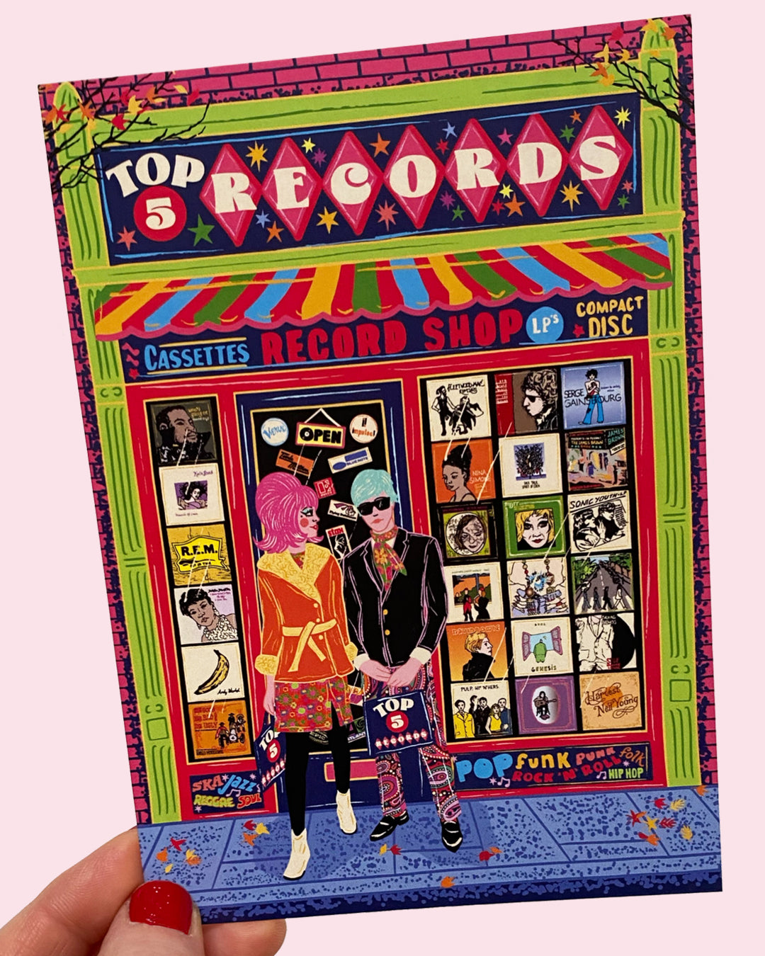 Record Shop Front Postcard - Vinyl Record Postcard - Music Lover Postcard