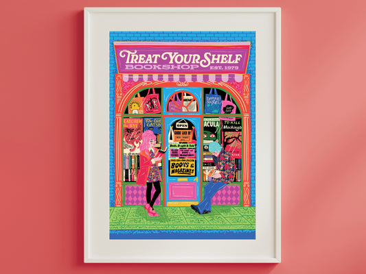 Book Shop Front Art Print - Treat Your Shelf Poster - Bookworm Print - Reading Poster