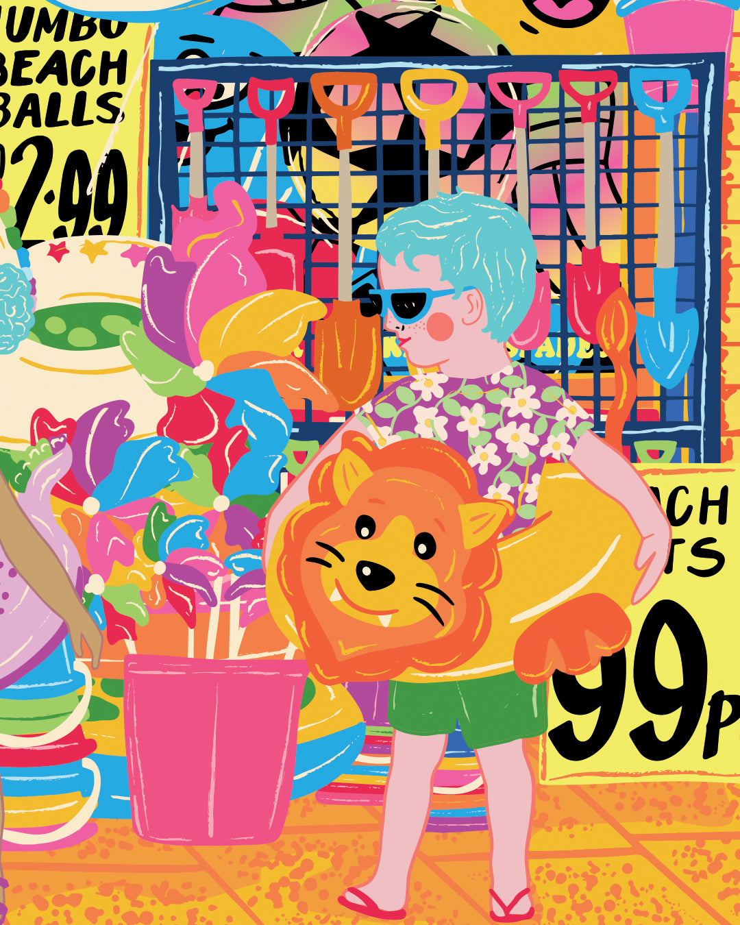 Oh I do like to be Beside the Seaside Print - Retro Seaside Shop illustrated Poster