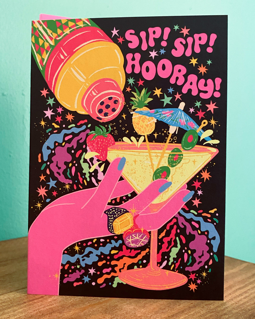 Sip Sip Hooray - Martini Cocktail Greeting Card - Birthday - Congratulations