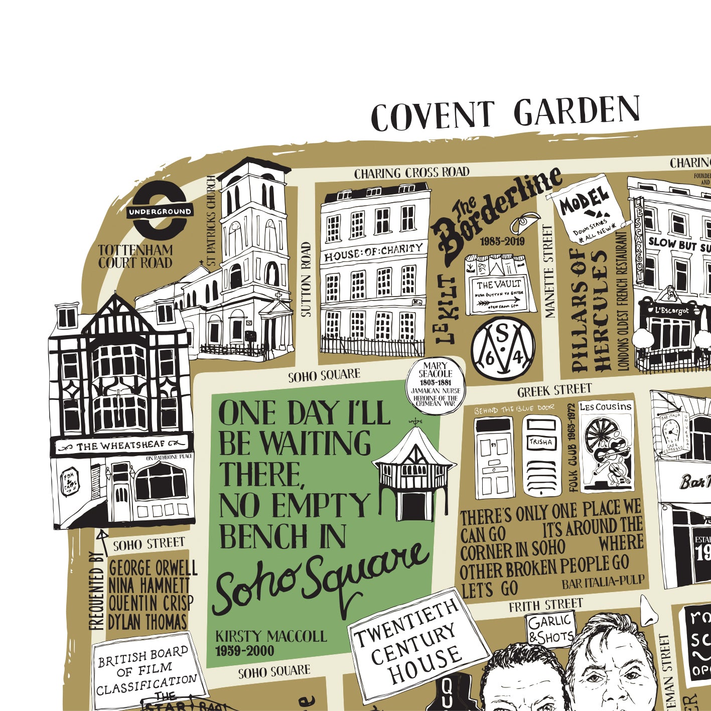 Soho London - Illustrated Map Print