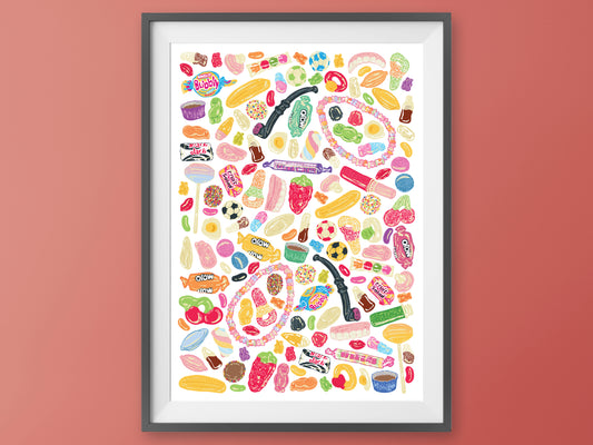 Retro Sweets Print - Penny Sweets 10p Mix Up Poster