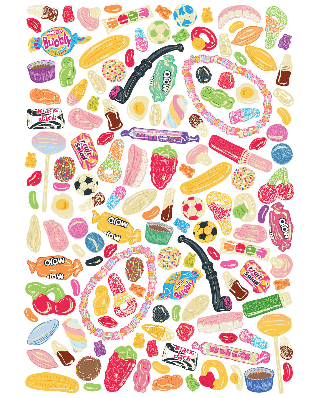 Retro Sweets Print - Penny Sweets 10p Mix Up Poster