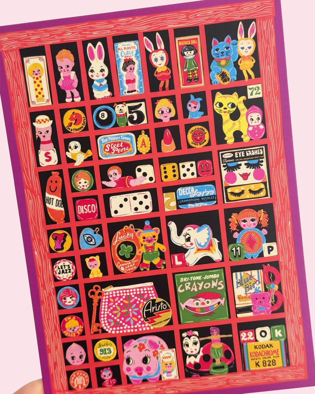 Trinkets Letter Press Print Tray Postcard - Tchotchkes Postcard