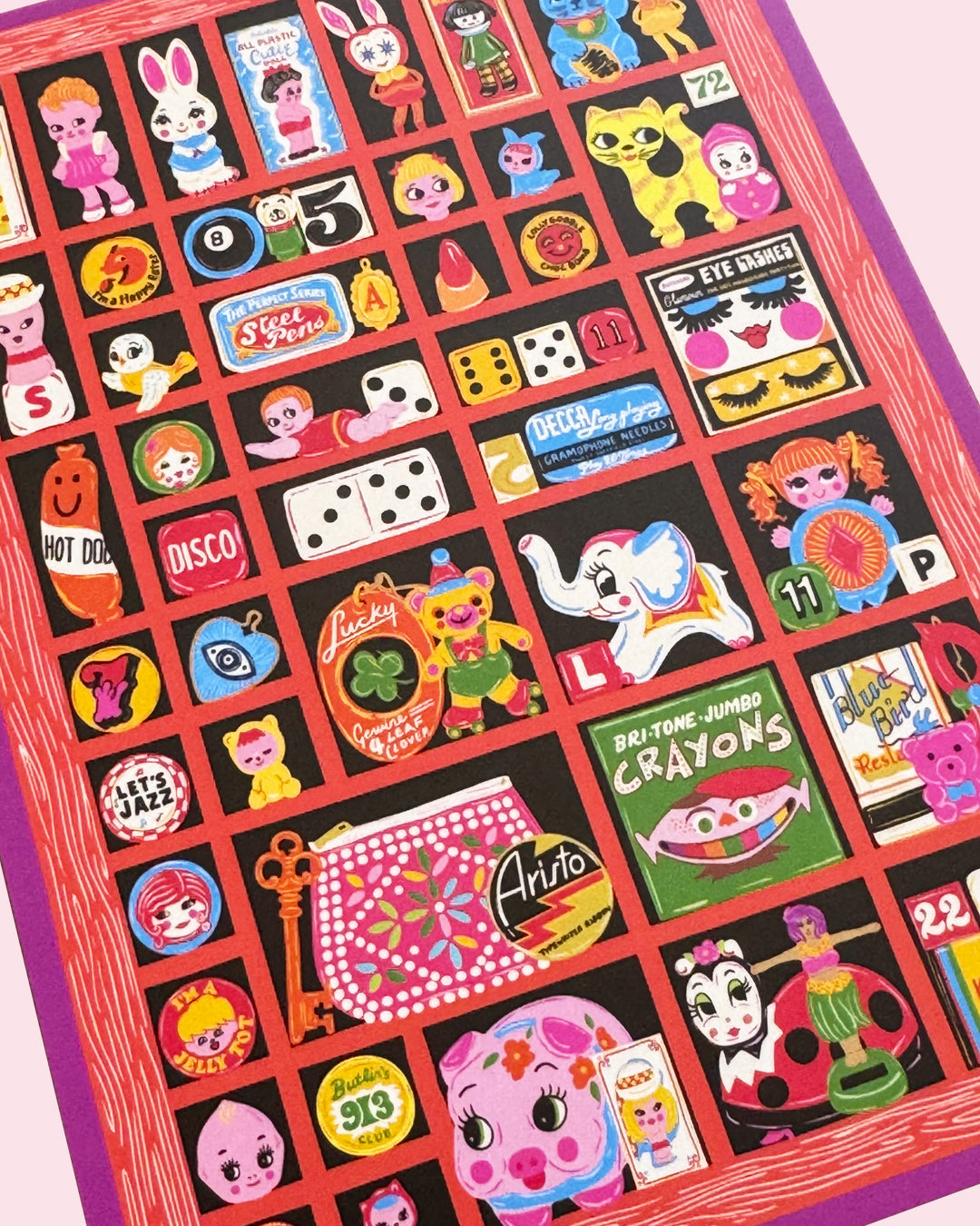 Trinkets Letter Press Print Tray Postcard - Tchotchkes Postcard