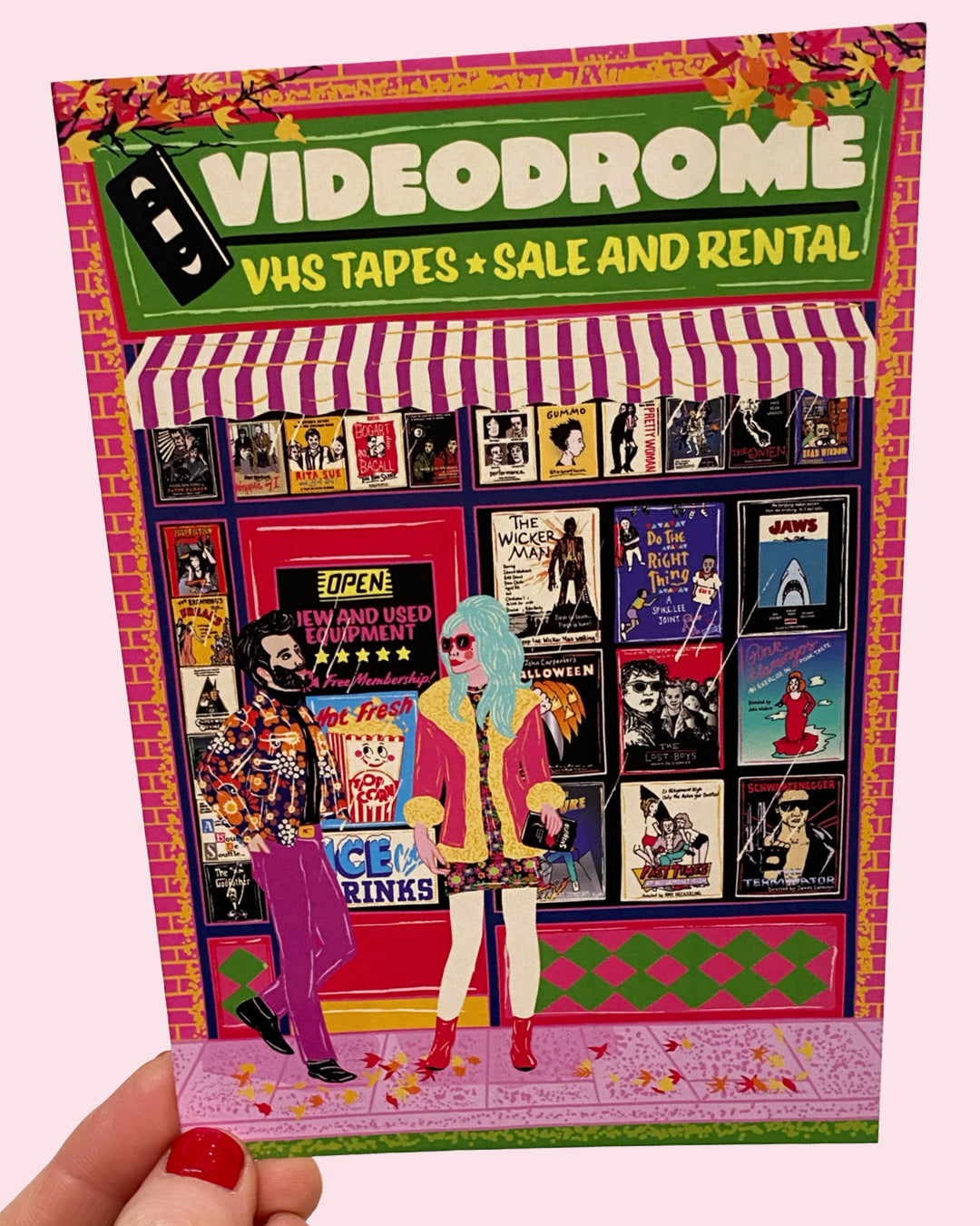 Vintage Video Shop Front Art Postcard - VHS Postcard - Film Lover - Movie Cinephile Postcard