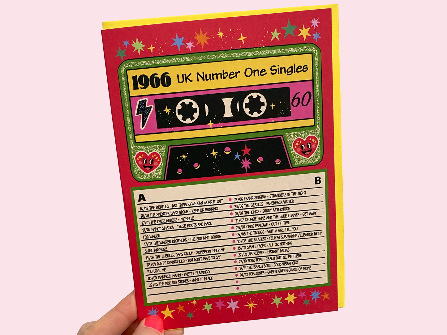 60th Birthday Greeting Card - UK Number One Chart Singles 1966 Card
