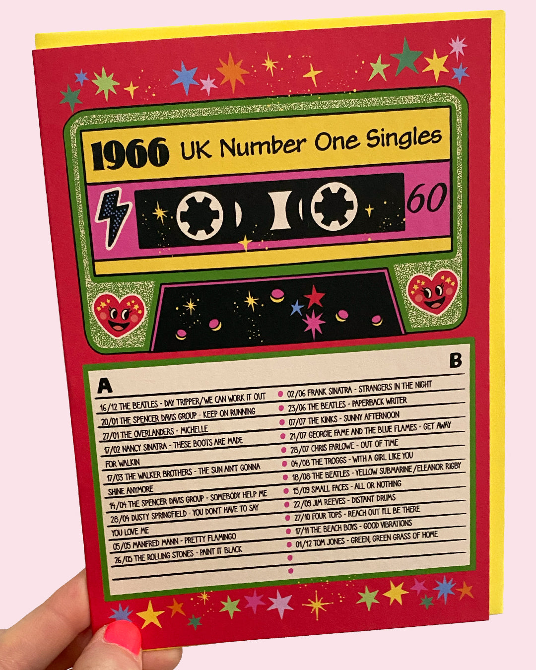 60th Birthday Greeting Card - UK Number One Chart Singles 1966 Card