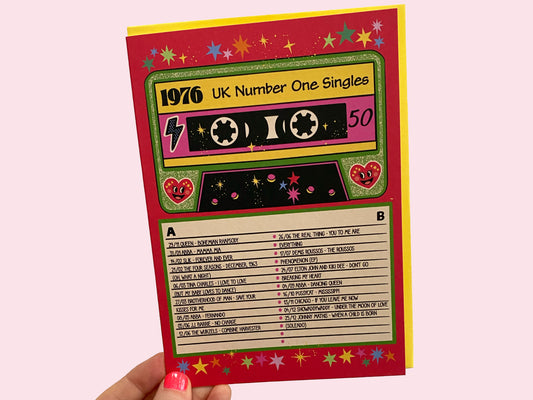 50th Birthday Greeting Card - UK Number One Chart Singles 1976 Card