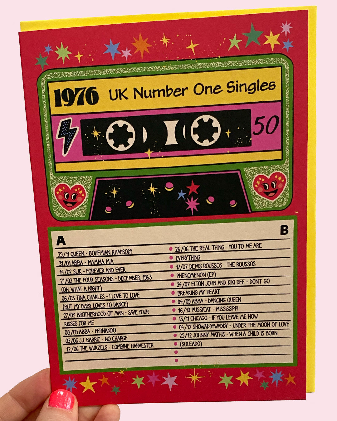 50th Birthday Greeting Card - UK Number One Chart Singles 1976 Card