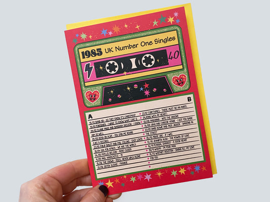 40th Birthday Greeting Card - Number One Chart Singles 1985 Card