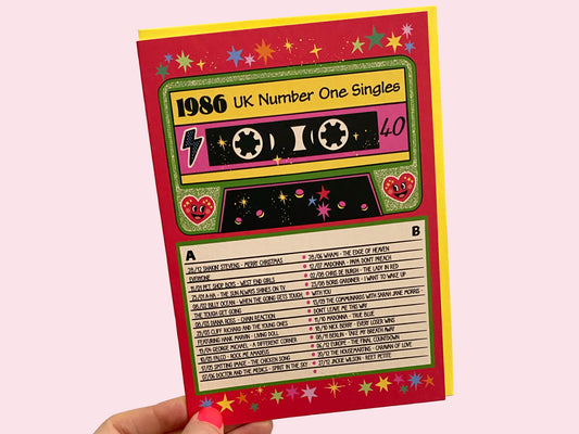 40th Birthday Greeting Card - Number One Chart Singles 1986 Card