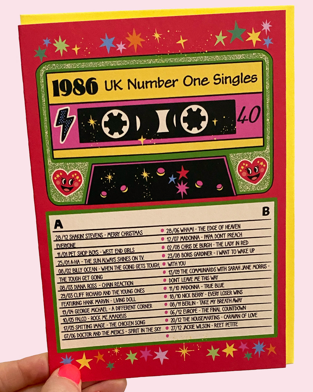 40th Birthday Greeting Card - Number One Chart Singles 1986 Card