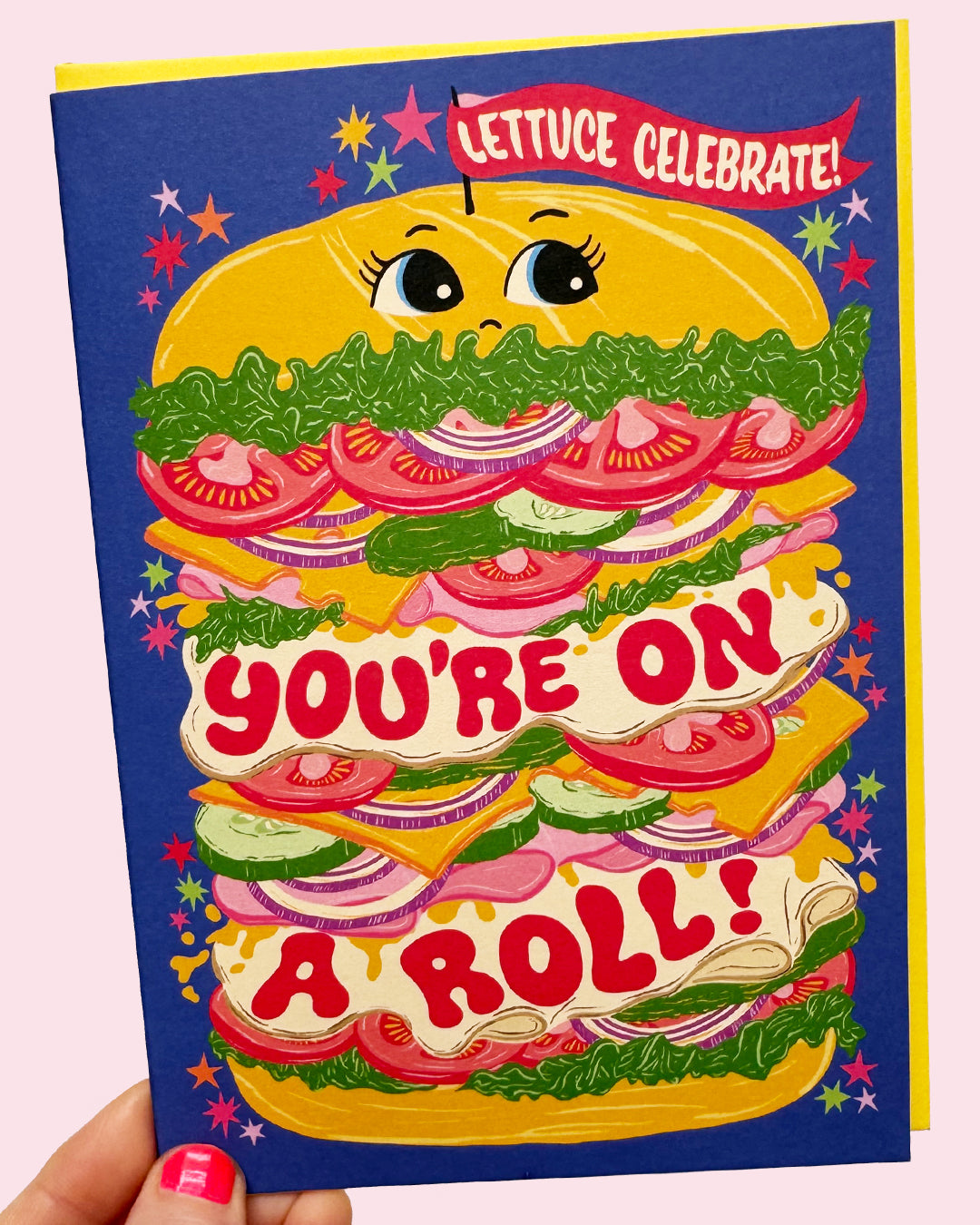 You're On A Roll Sandwich Greeting Card - Lettuce Celebrate - Congratulations - Well Done - New Job - Graduation