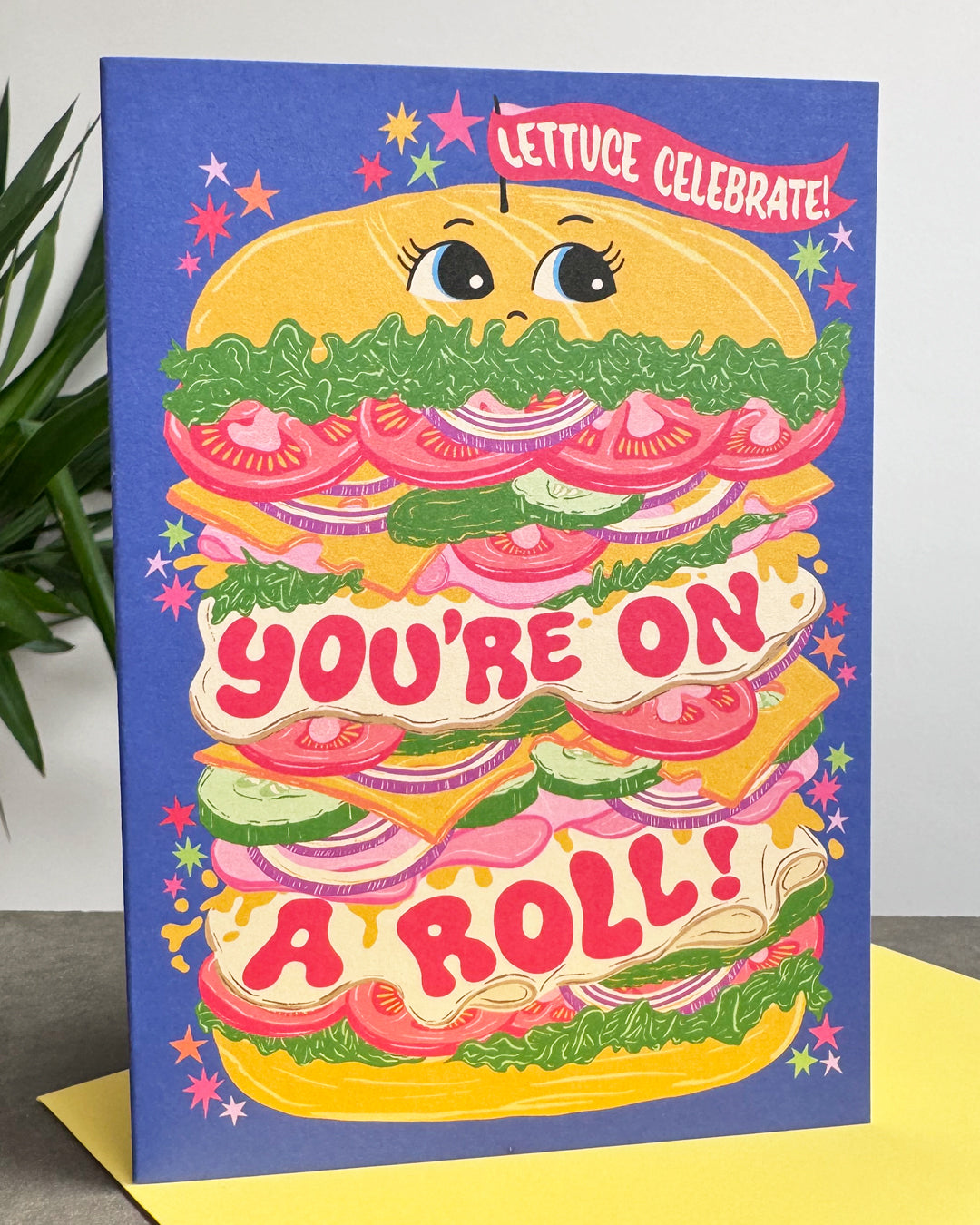 You're On A Roll Sandwich Greeting Card - Lettuce Celebrate - Congratulations - Well Done - New Job - Graduation